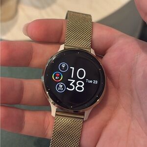 Garmin Venu 3S Gold Smartwatch with Mesh Band